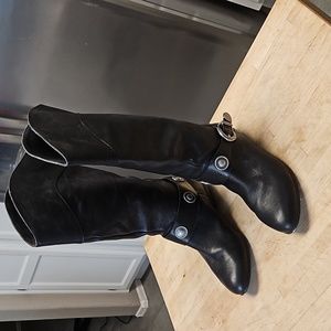 Black leather boots